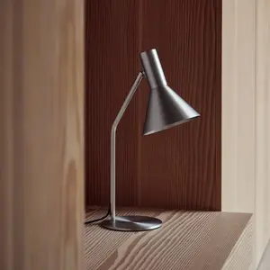 Lampe à poser FRANDSEN Lyss, couleur aluminium, métal, 50 cm, E27 pas cher