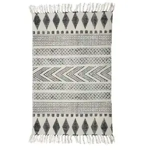 House Doctor Bloc coton tapis blanc 160x230 gris pas cher