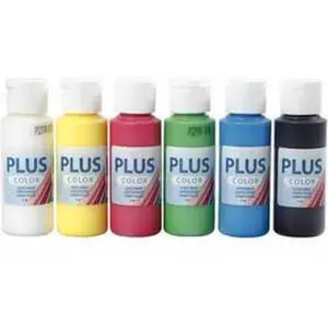 Lot de peinture acrylique Plus Color - 6 x 60 ml - Couleurs primaires