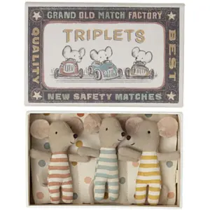 Maileg Triplés Bébés Souris dans leur boîte assortie pas cher