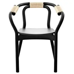 Chaise en bois noir et fibre naturelle Knot noir/Nature - Normann Copenhagen pas cher