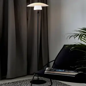 Comparateur de prix : Nordlux Lampadaire Verona, support noir, abat-jour opale