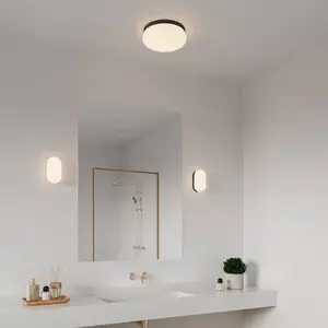 Plafonnier foam, Salle de bain, Matière plastique, Couleur Noir, E27, H.12, IP44 / Nordlux Intérieur pas cher