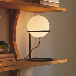 Comparateur de prix : Nordlux Lampe à poser Wilson, métal noir, abat-jour sphérique en verre