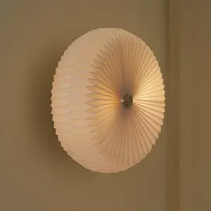 Nordlux Plafonnier Belloy 40, abat-jour en papier plissé, blanc pas cher