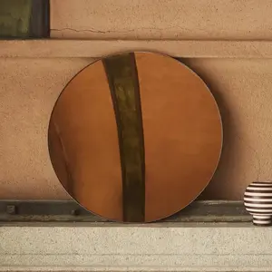 Comparateur de prix : AYTM miroir Circum, ambre, Ø 70 cm, verre, bois MDF