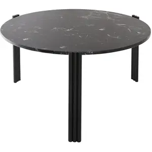 Table basse en acier et marbre noir 45 x 80 cm Tribus - AYTM pas cher