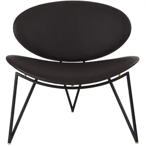 Fauteuil en cuir et piètement en acier noir Semper - AYTM