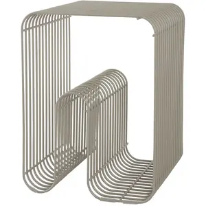 Tabouret et rangement magazine en acier taupe 32x43cm Curva - AYTM pas cher