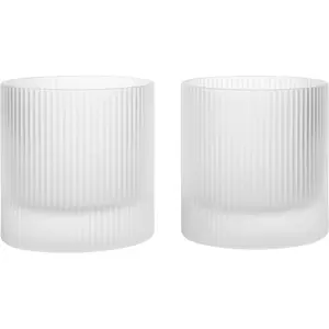 Ferm Living - Verre Ripple - Blanc - Verre soufflé bouche pas cher