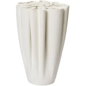 ferm LIVING Vase Dedali, blanc, hauteur 25,5 cm, céramique