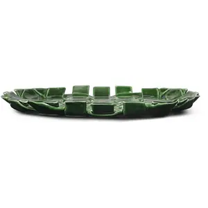 Assiette tressée en céramique émaillée vert émeraude 30cm Plait - Ferm... pas cher