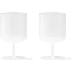ferm LIVING Verre à vin Ripple, blanc, 270 ml, verre, lot de 2
