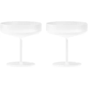 ferm LIVING Coupe à champagne Ripple, blanc, 150 ml, verre, lot de 2