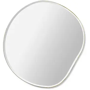 ferm LIVING miroir mural Pond S, laiton, Ø 50 cm, verre, bois pas cher