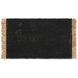 Tapis en jute noir 80 x 50 cm Block Mat - Ferm Living pas cher