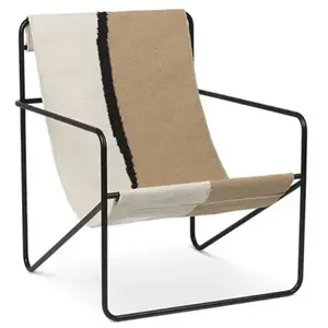 Fauteuil en métal noir et tissu recyclé soil 63 x 77 cm Desert - Ferm ... pas cher