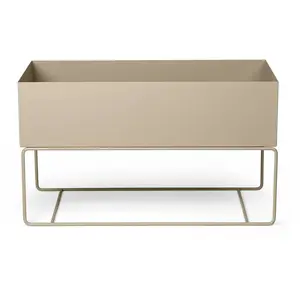 Jardinière avec pieds bas en métal beige Plant Box - Ferm Living
