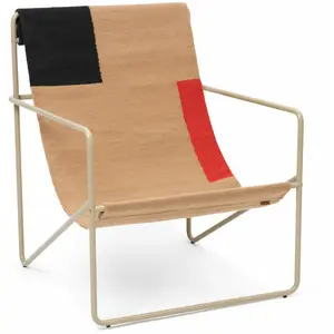 Fauteuil à motif graphique en métal beige 63 x 77,5 x 66 cm Desert - F...