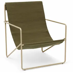 Fauteuil vert olive en métal beige 63 x 77,5 x 66 cm Desert - Ferm Liv...Vendu parmade-in-design