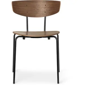 Chaise empilable bois et métal Noyer Herman - Ferm Living pas cher