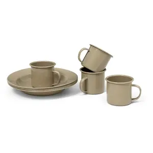 Ferm Living - Set vaisselle Yard - Beige - Acier émaillé pas cher