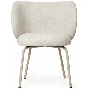 Chaise en tissu bouclé blanc sur pieds beiges 69 x 69 cm Rico - Ferm L... pas cher