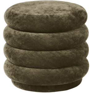 Ferm Living - Pouf Round - Gris - Velours - Designer Trine Andersen