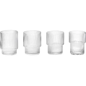 ferm LIVING Verre Ripple, transparent, 200 ml, soufflé à la bouche, set de pas cher