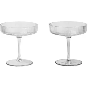 Comparateur de prix : ferm LIVING Coupe à champagne Ripple, transparente, 150 ml, verre, lot de 2