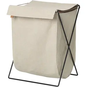 ferm LIVING Panier à linge Herman, hauteur 65 cm, coton, fer pas cher