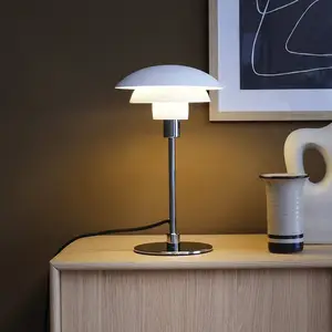 Dyberg Larsen Lampe à poser en métal blanc mat et chrome, h 35 cm d 21 cm - morph pas cher