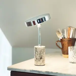 Lampe à poser en métal chrome, h 25 cm d 14 cm - starlight pas cher