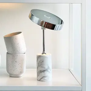 Lampe à poser en métal chrome, h 25 cm d 14 cm - starlight pas cher