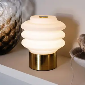 Dyberg Larsen Lampe à poser LED rechargeable Diva, blanc/laiton pas cher