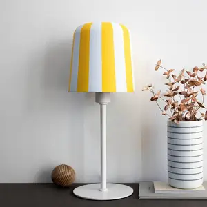Dyberg Larsen lampe de table Gry, jaune/blanc, hauteur 49,5 cm pas cher