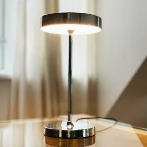 Lampe à poser en métal chrome, h 25,5 cm d 14 cm - starlight pas cher