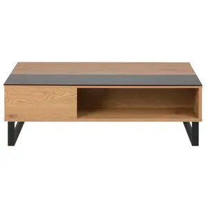 Comparateur de prix : Actona Table basse plateau relevable 110x60x35-55 cm naturel et noir - yoyce