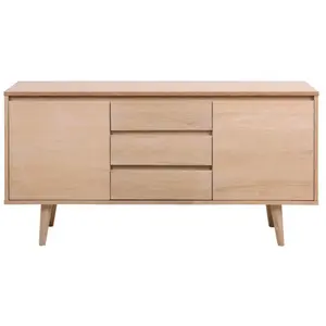 Hellin Bahut style scandinave plaqué chêne 2 portes et 3 tiroirs L150 - NOGANA pas cher