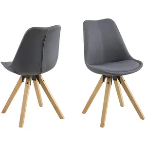 Actona Chaises salle à manger - HOMIFAB - Lot de 2 - Tissu gris anthracite - Style vintage pas cher