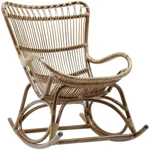 Fauteuil à bascule en rotin foncé Monet - Sika Design pas cher