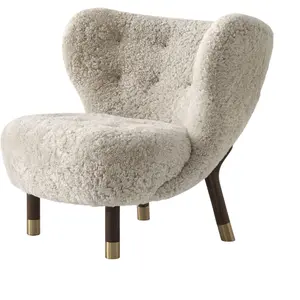 &tradition Fauteuil noyer et peau de mouton détails laiton Little Petra VB1 Edition Limitée - &t
