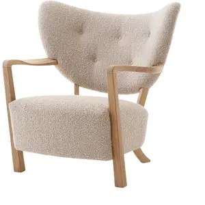 Fauteuil lounge en chêne huilé et laine beige 85 x 85 x 84 cm Wulff AT...