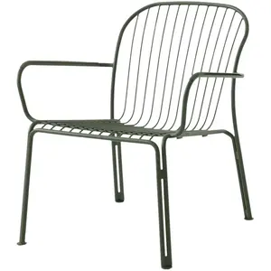 &tradition Chaise de jardin large avec accoudoirs en acier vert bronze Thorvald SC101 - &traditi pas cher