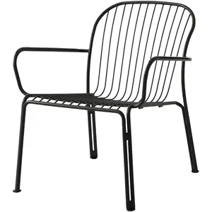 &tradition Chaise de jardin large avec accoudoirs en acier noir chaud Thorvald SC101 - &traditio pas cher