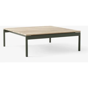 &tradition Table basse de jardin carrée en bois de teck et acier vert bronze 90x90x30cm Ville AV