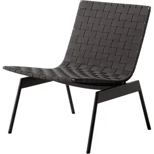 &tradition Fauteuil de jardin en acier et sangles en polyester noir Ville AV44 - ... pas cher