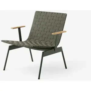 &tradition Fauteuil de jardin avec accoudoirs en acier et sangles en polyester vert Ville AV44 - pas cher