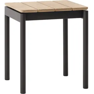 &tradition Tabouret de jardin carré en bois de teck et acier noir 39,5x40x46cm Ville AV47 - &tra pas cher