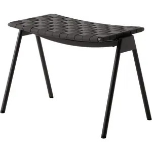 Repose-pieds de jardin en acier et sangles en polyester noir Ville AV46 - &tradition pas cher